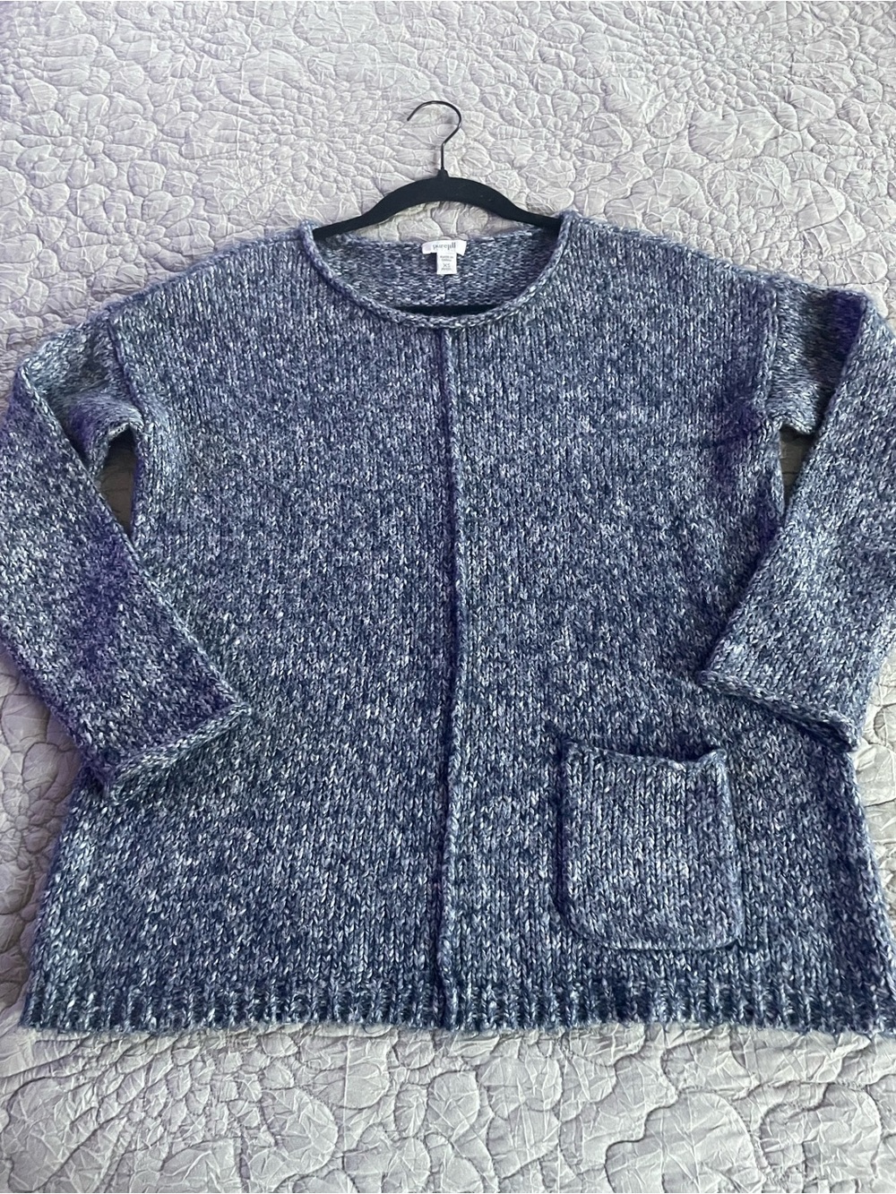 Pure J.Jill  Marled Women’s Blue Knit Long Sleeve Pocket Pullover Sweater XS P
